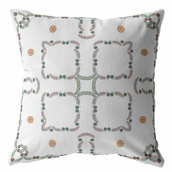 Palacedesigns 20 in. White Floral Indoor & Outdoor Throw Pillow PA3663188